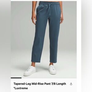 Lululemon Tapered-Leg Mid Rise Pant 7/8 Length *Luxtreme Iron Blue M